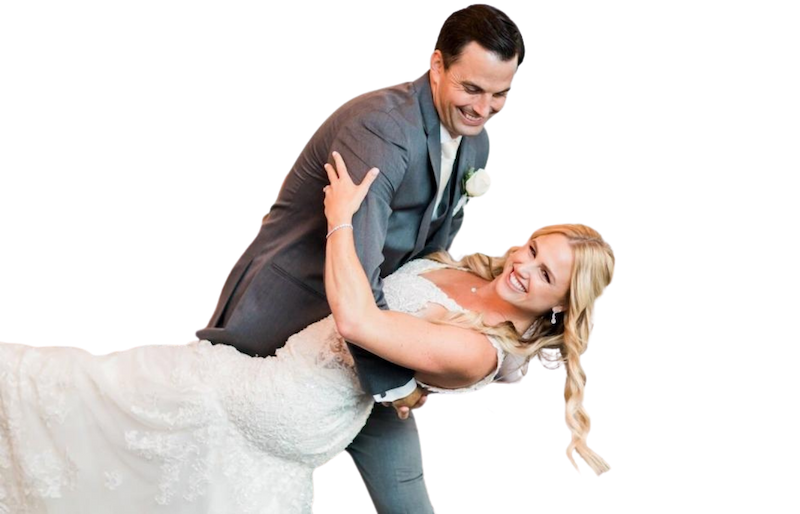 Wedding couple dancing in dip